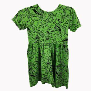 Ghostbusters Cakeworthy Girls Green Dress Size L Slimer Print Cosplay
